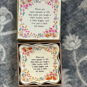 Natural Life Floral Decorative Plate with Inspirational Quote